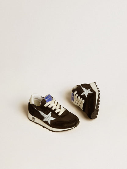 Golden Goose Junior Marathon in black nylon with printed star and leather heel tab