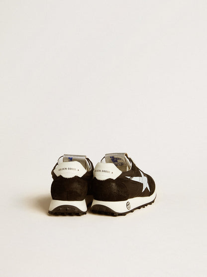 Golden Goose Junior Marathon in black nylon with printed star and leather heel tab