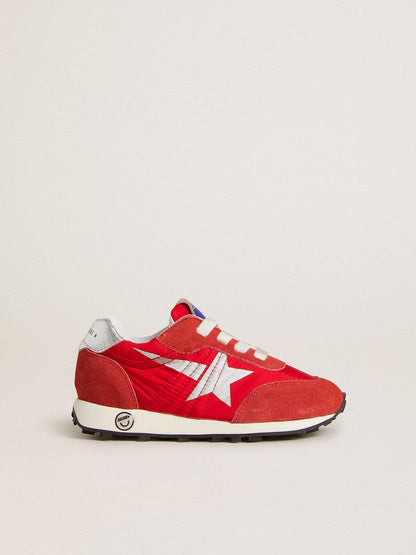 Golden Goose Junior Marathon in red nylon with printed star and leather heel tab