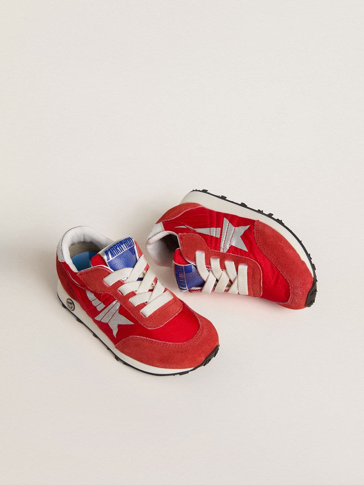 Golden Goose Junior Marathon in red nylon with printed star and leather heel tab