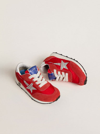 Golden Goose Junior Marathon in red nylon with printed star and leather heel tab