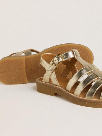 Golden Goose Maxime Young sandals in gold leather