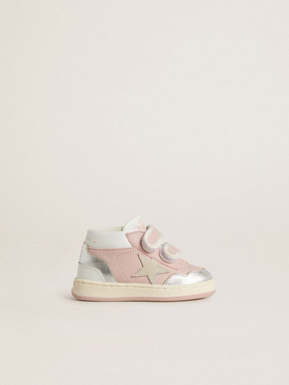 Golden Goose Junior June in pink leather with metallic leather inserts and suede star