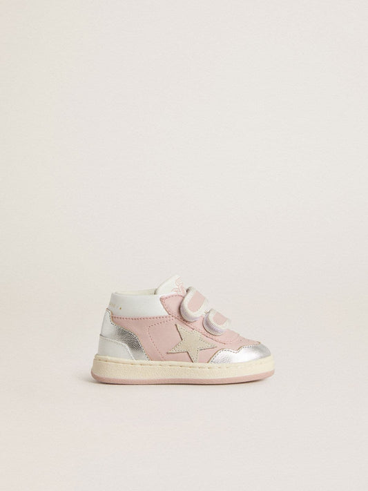 Golden Goose Junior June in pink leather with metallic leather inserts and suede star