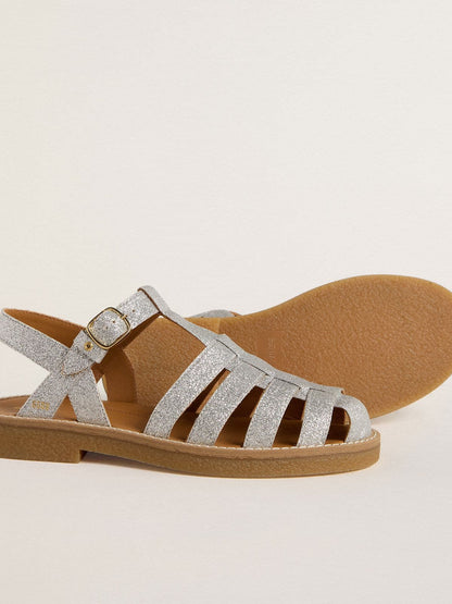 Golden Goose Maxime Young sandals in silver micro-glitter