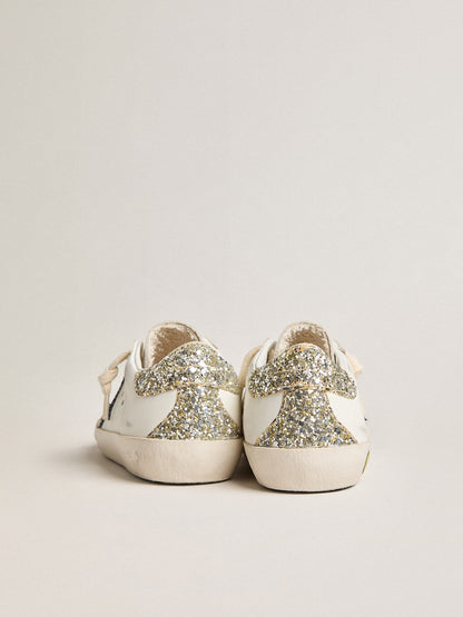 Golden Goose Junior Super-Star in leather with glitter star and heel tab