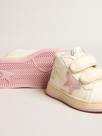 Golden Goose June Junior in nappa leather with old rose suede star and heel tab