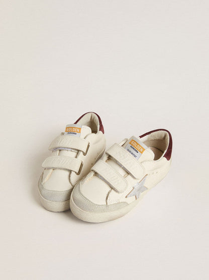 Golden Goose Junior Old School with silver metallic leather star and purple suede heel tab