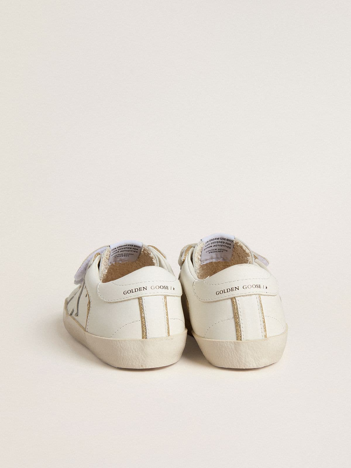 Golden Goose Junior Old School in white leather with gold details