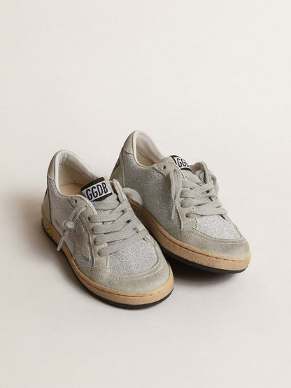 Golden Goose Ball Star Young in glitter with ice-gray suede inserts