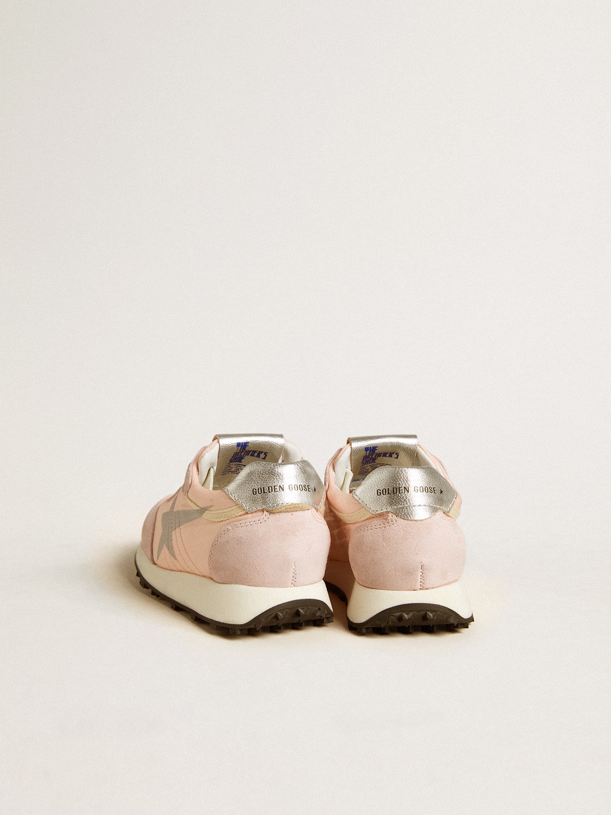 Golden Goose Marathon Young in pink nylon with printed star and leather heel tab