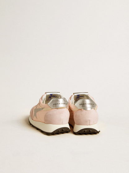 Golden Goose Marathon Young in pink nylon with printed star and leather heel tab