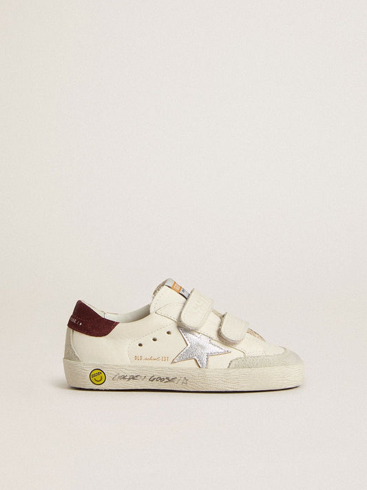 Golden Goose Young Old School with silver metallic leather star and purple suede heel tab