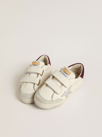 Golden Goose Young Old School with silver metallic leather star and purple suede heel tab