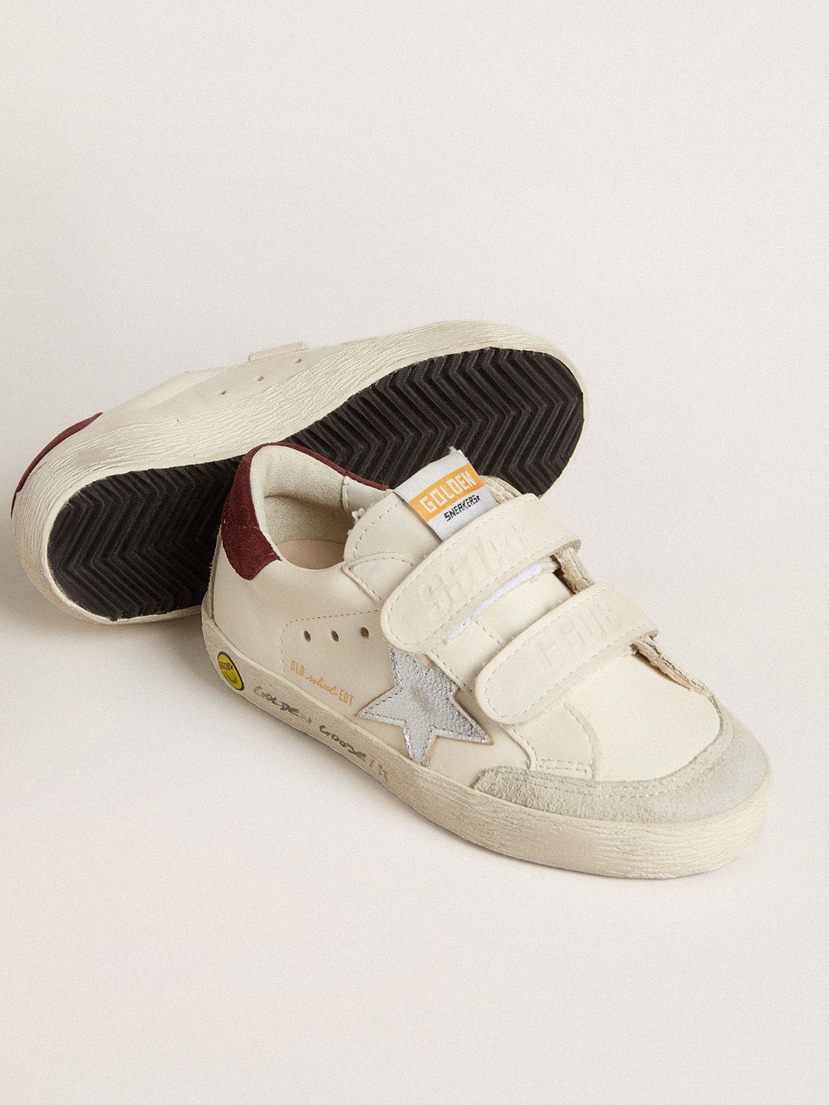 Golden Goose Young Old School with silver metallic leather star and purple suede heel tab