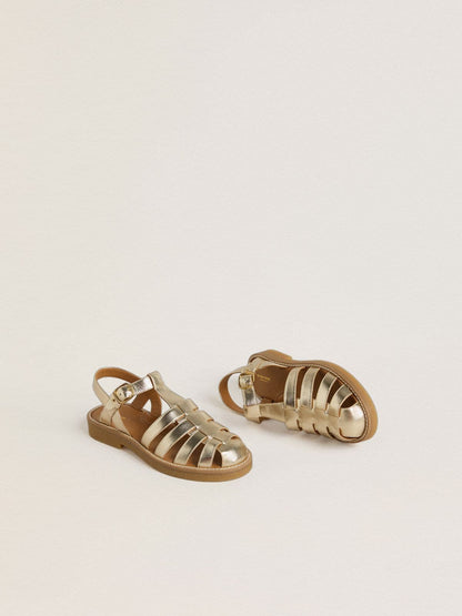Golden Goose Maxime Junior sandals in gold leather