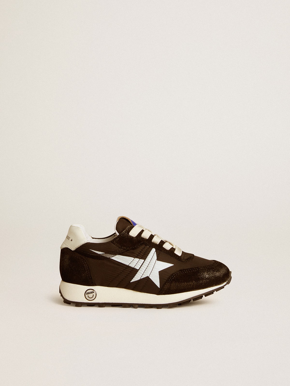 Golden Goose Young Marathon in black nylon with printed star and leather heel tab