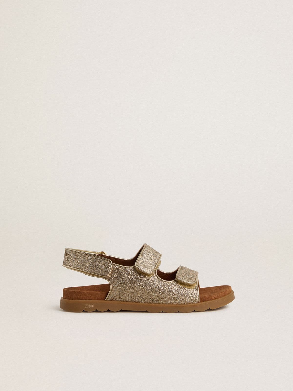 Golden Goose Noa Junior sandals in micro-glitter and platinum leather