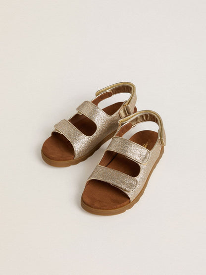 Golden Goose Noa Junior sandals in micro-glitter and platinum leather