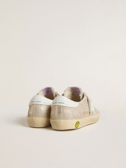 Golden Goose Young Super-Star in sand-colored laminated-effect suede with white leather star