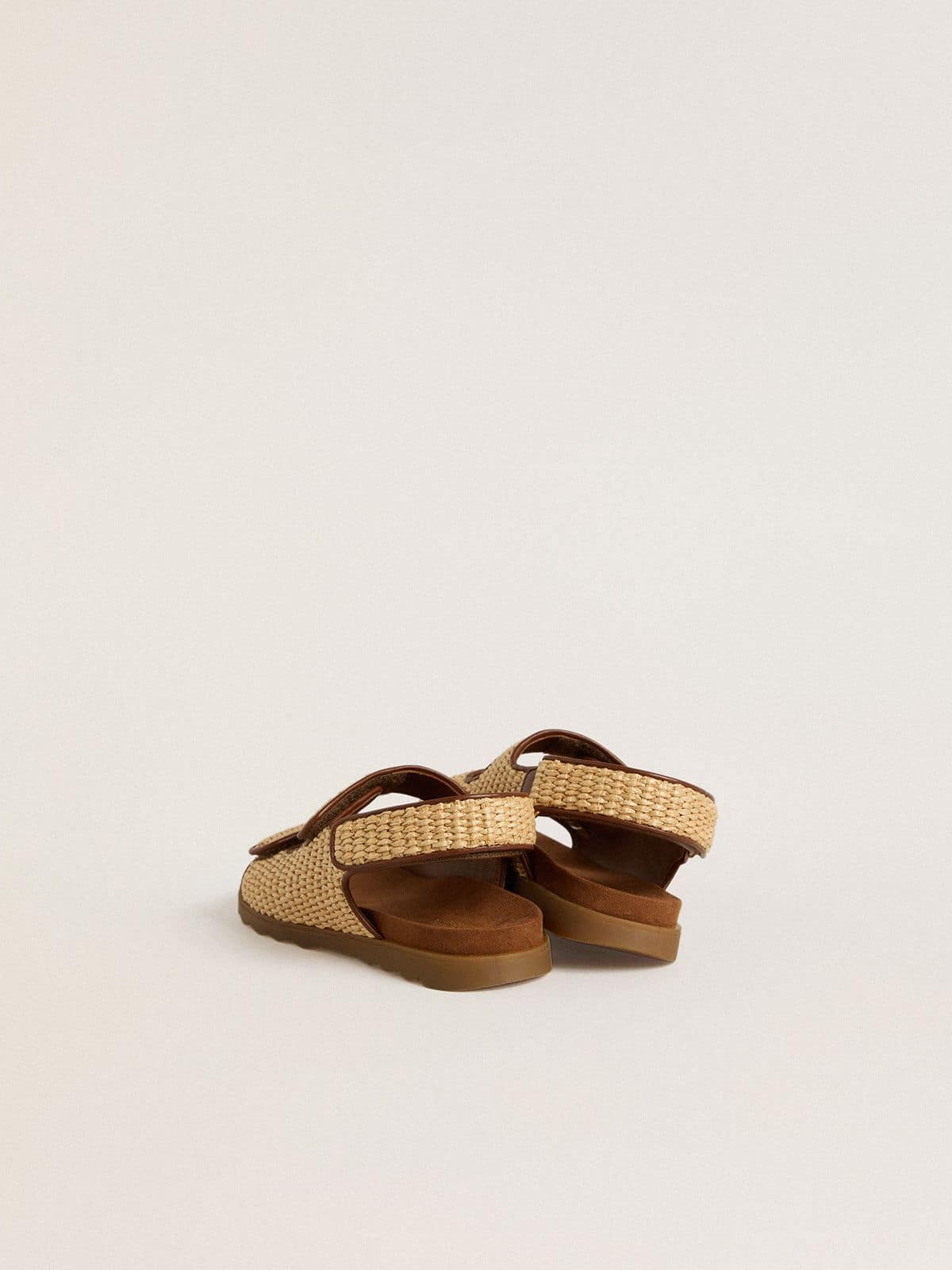 Golden Goose Noa Junior sandals in beige raffia and brown leather