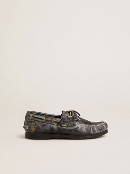 Golden Goose Young Cruise loafer in black distressed leather