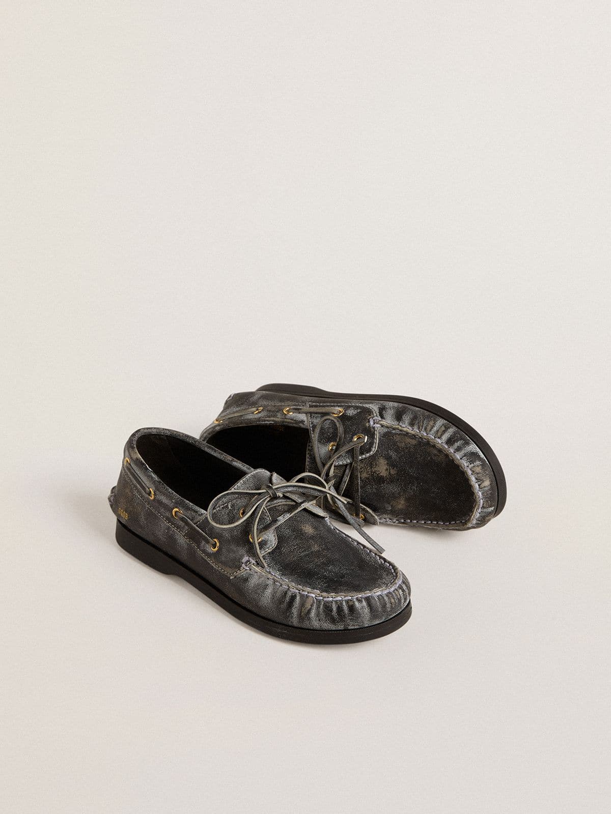 Golden Goose Young Cruise loafer in black distressed leather