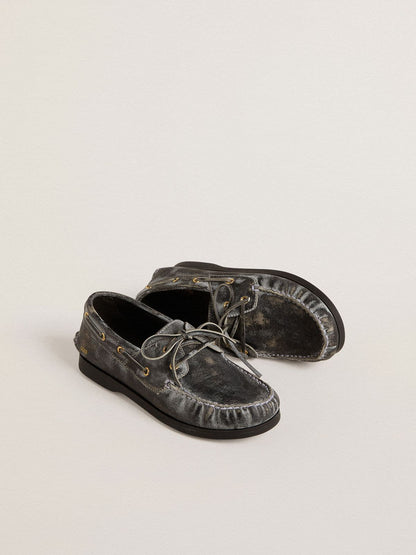 Golden Goose Young Cruise loafer in black distressed leather