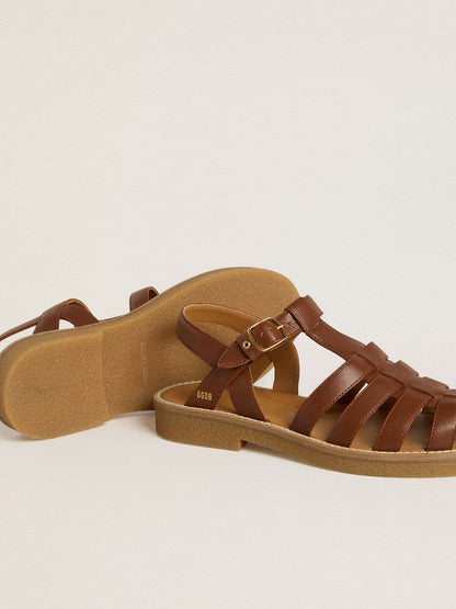 Golden Goose Maxime Junior sandals in brown leather