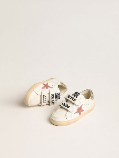 Golden Goose Young Old School in leather with metallic peach leather star