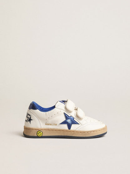 Golden Goose Ball Star Young with blue metallic leather star and heel tab