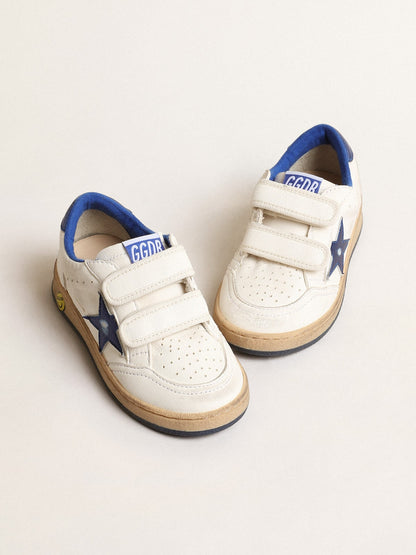 Golden Goose Ball Star Young with blue metallic leather star and heel tab