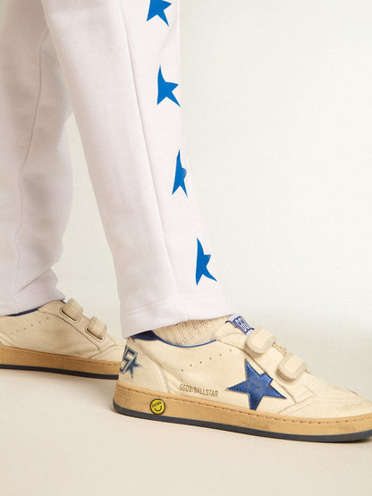 Golden Goose Ball Star Young with blue metallic leather star and heel tab