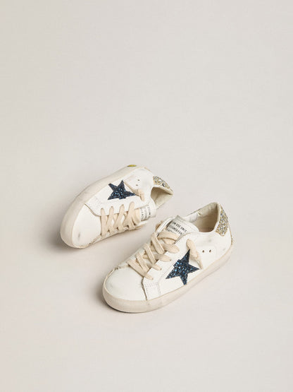 Golden Goose Young Super-Star in leather with glitter star and heel tab