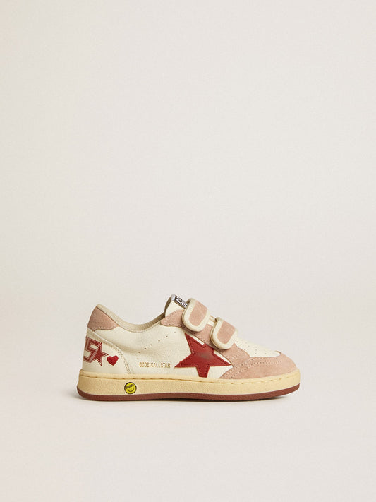 Golden Goose Ball Star Teen in nappa and suede with red star and red embroidered heart