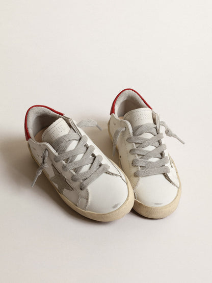 Golden Goose Super-Star Young with suede star and red leather heel tab