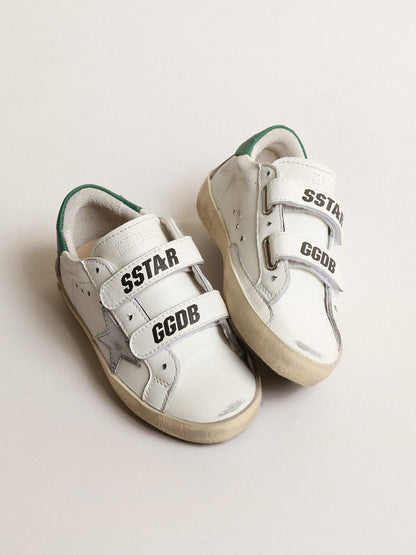 Golden Goose Old School Young with metallic leather star and green heel tab