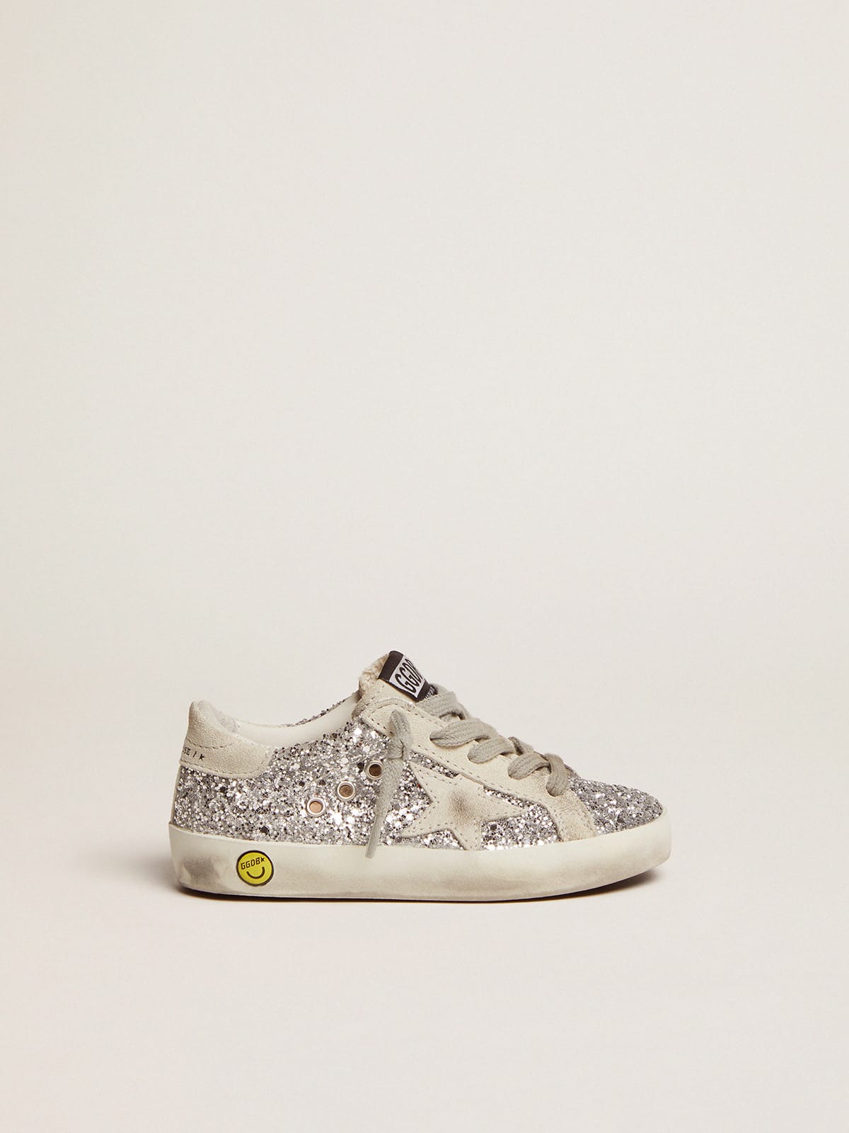 Golden Goose Super-Star Young with silver glitter