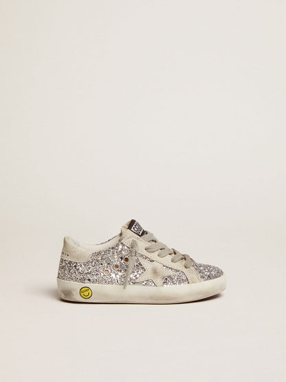 Golden Goose Super-Star Young with silver glitter