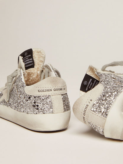 Golden Goose Super-Star Young with silver glitter