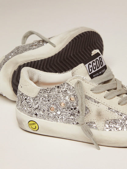 Golden Goose Super-Star Young with silver glitter