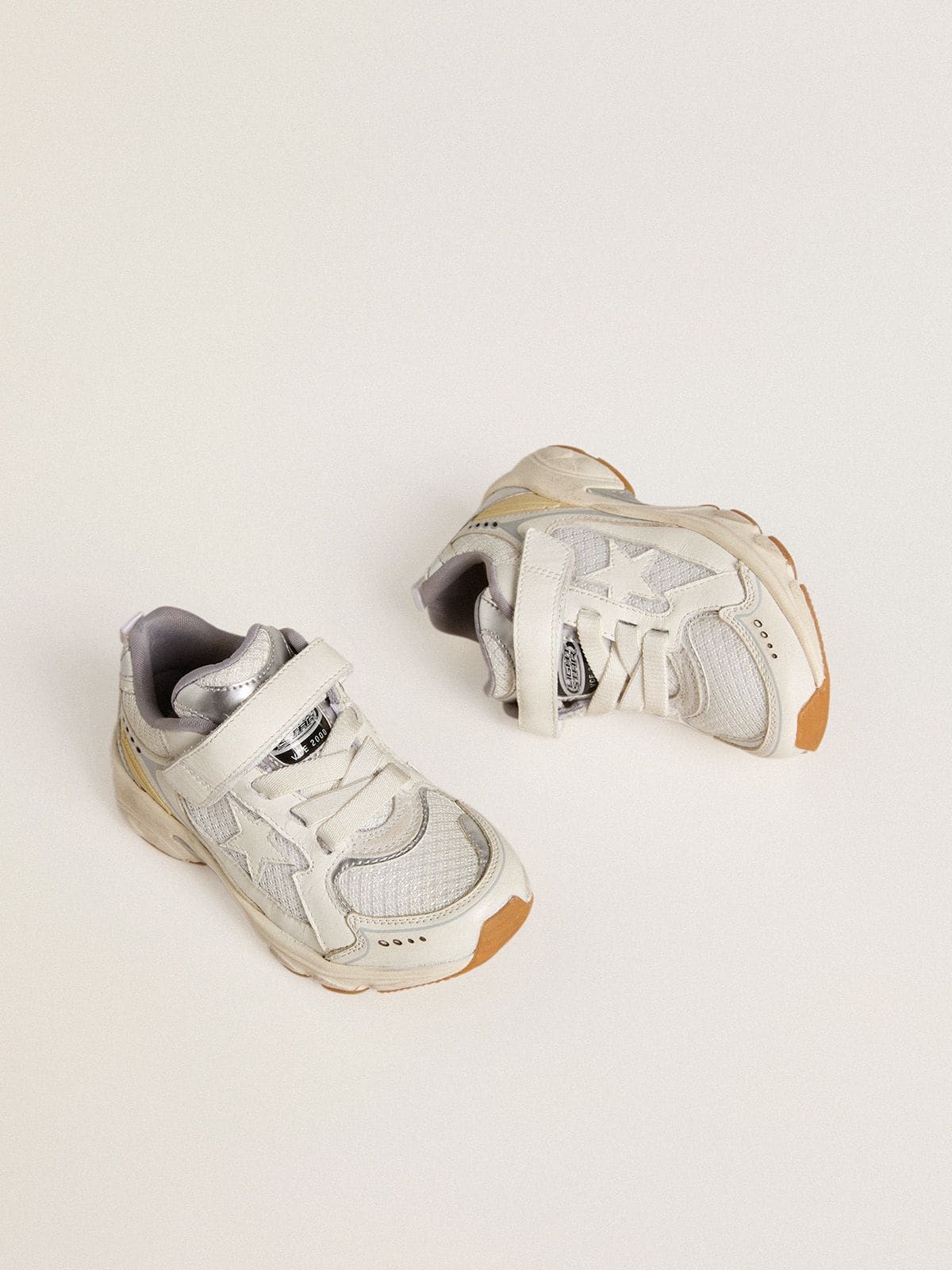 Golden Goose Young Lightstar in white leather and mesh with white leather star