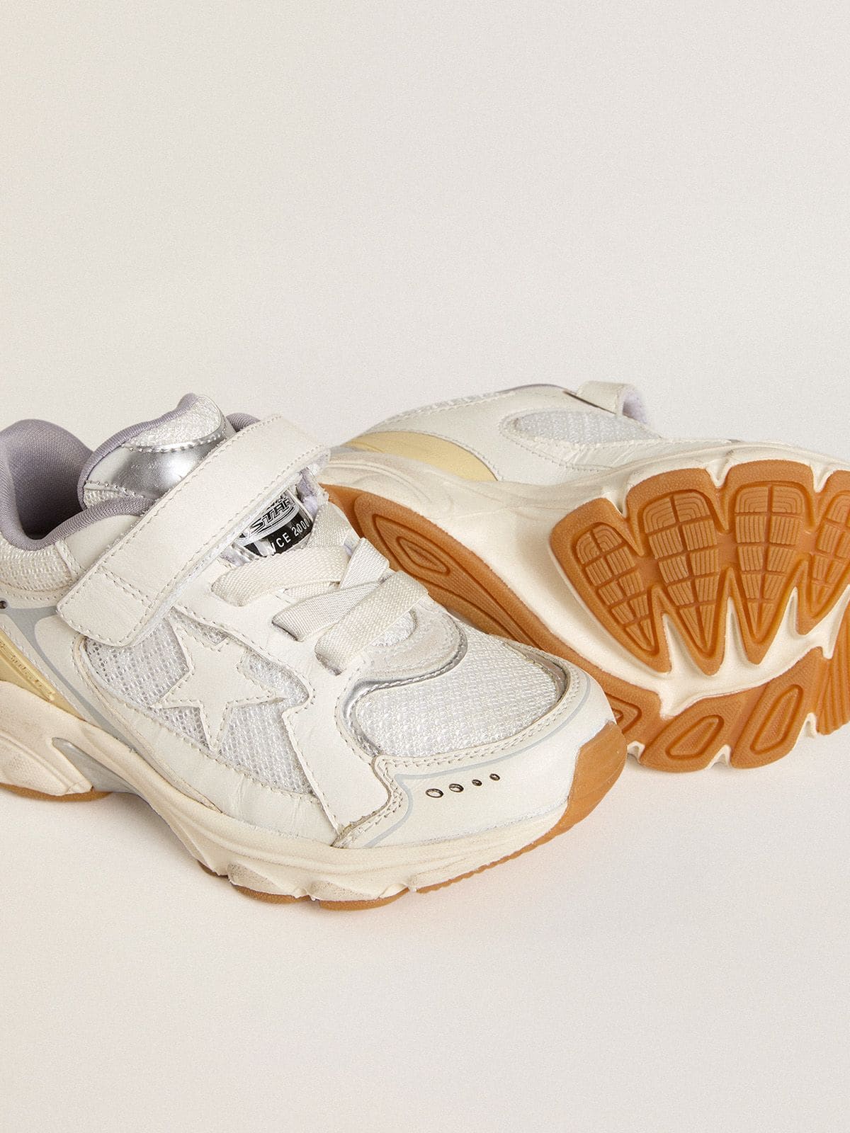 Golden Goose Young Lightstar in white leather and mesh with white leather star