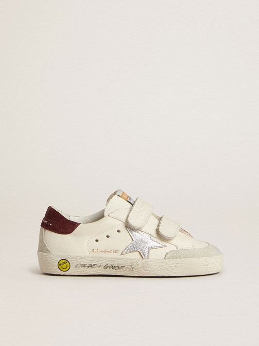 Golden Goose Teen Old School with silver metallic leather star and purple suede heel tab