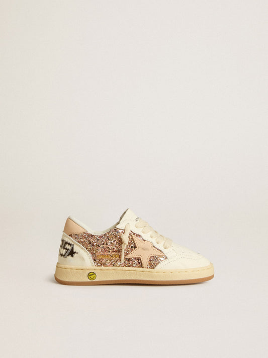 Golden Goose Ball Star Young in glitter and nappa with leather star and heel tab
