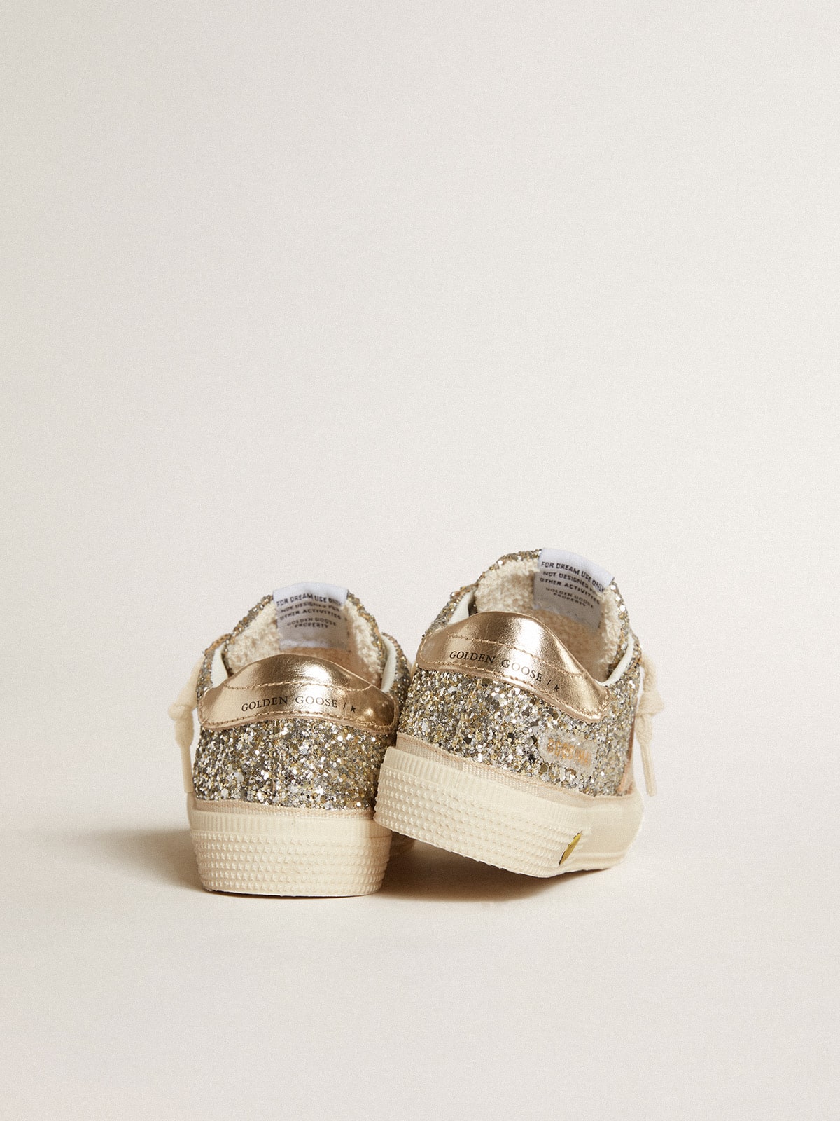 Golden Goose May Young in platinum glitter with metallic leather star and heel tab
