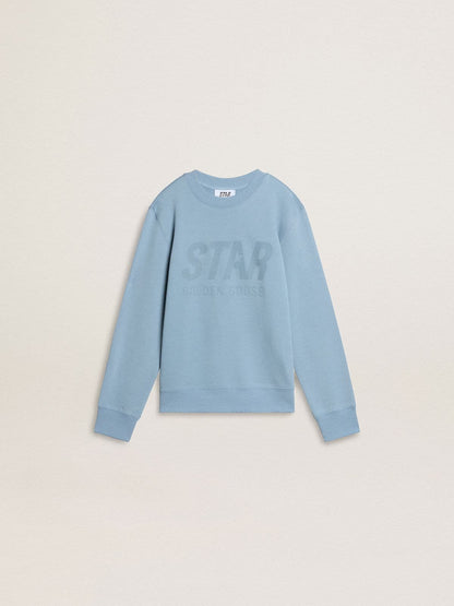 Golden Goose Boys' light blue sweatshirt with lettering on the front