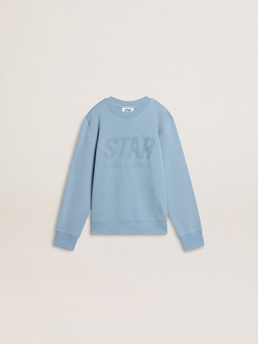 Golden Goose Boys' light blue sweatshirt with lettering on the front