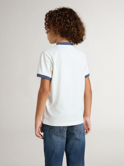 Golden Goose Boys' white T-shirt with blue print