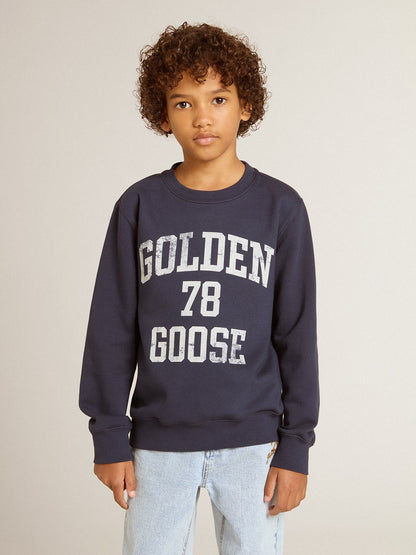 Golden Goose Boys' dark blue sweatshirt with white print